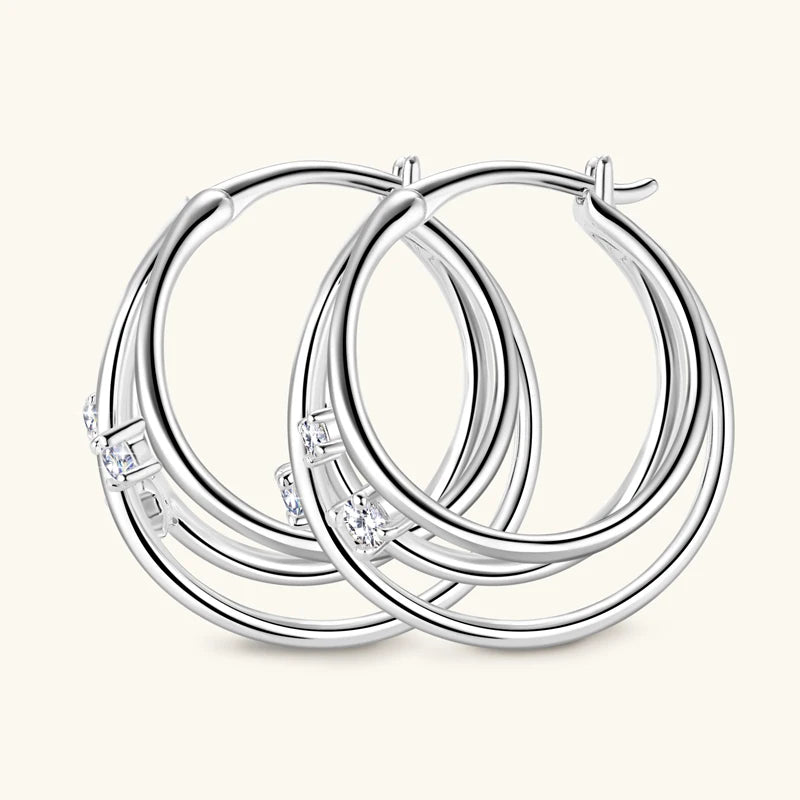 Circle Earrings For Women 925 Sterling Silver Moissanite Hoop Earring