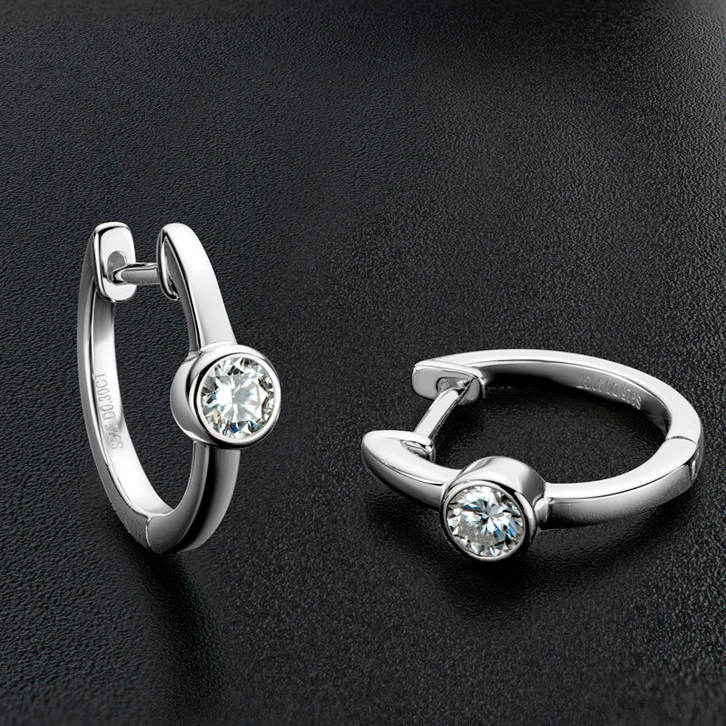 Sterling Silver Earrings 925 0.3CT Moissanite Hoop Earring