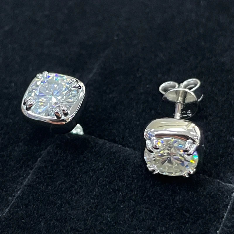 1CT Round Moissanite Hoop Earrings With Certificate 925 Sterling Silver