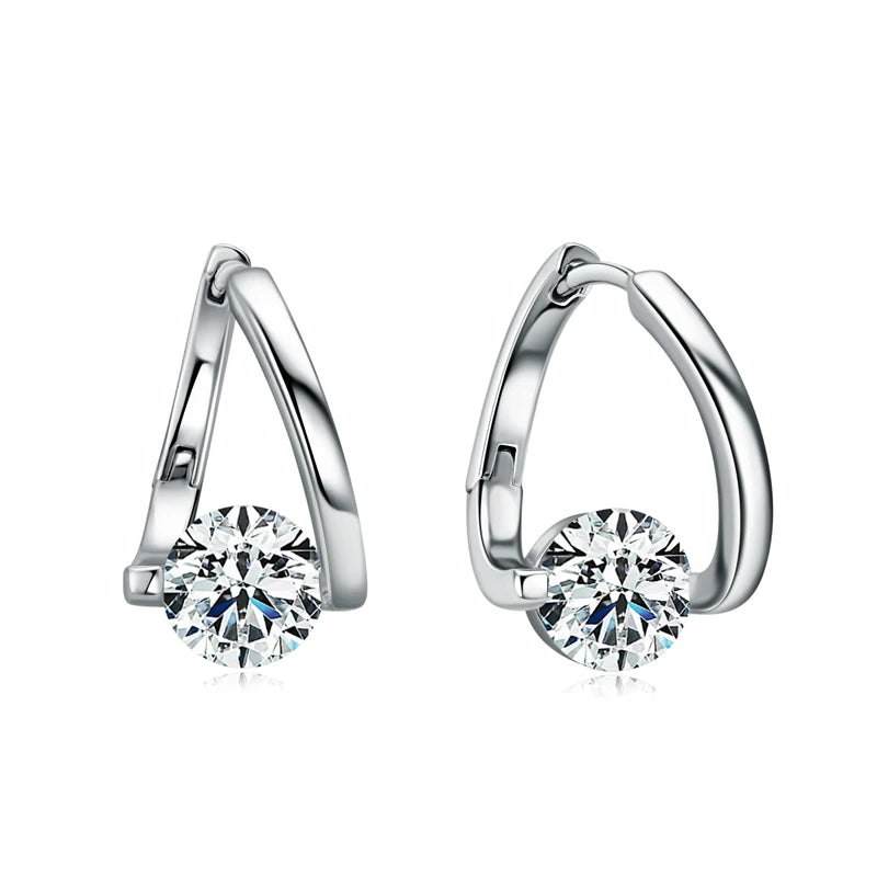 Huggies Earrings Sterling Silver 925 1.0ct Moissanite Hoop Earring