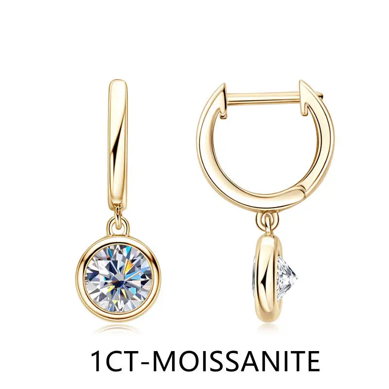 925 Sterling Silver Dangle Earring 1CT 2CT Moissanite Drop Earrings