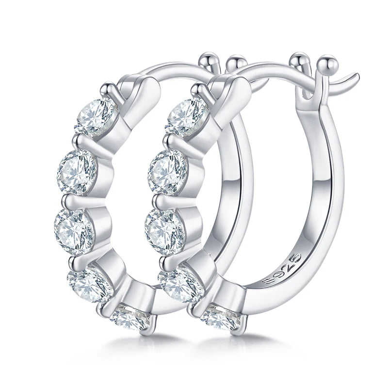 D-Color Round Moissanite Earrings 925 Sterling Silver Hoop Earring