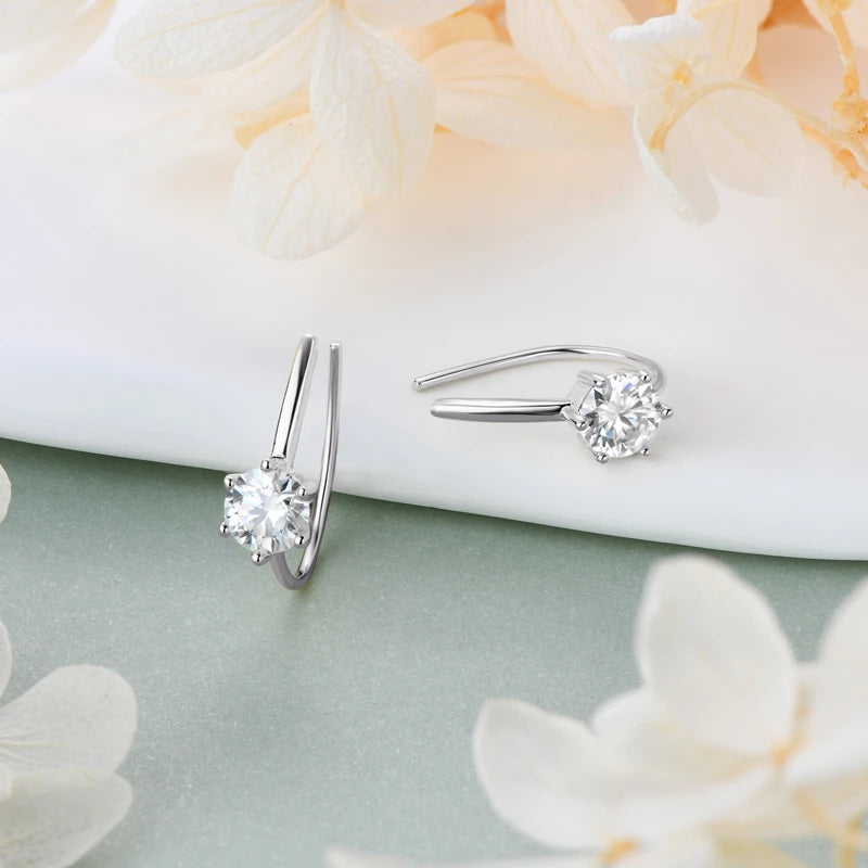 5MM 6 Prong Moissanite Earrings 925 Sterling Silver Stud Earring