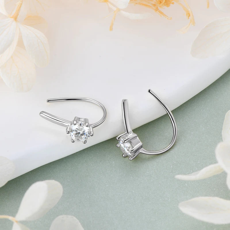 5MM 6 Prong Moissanite Earrings 925 Sterling Silver Stud Earring