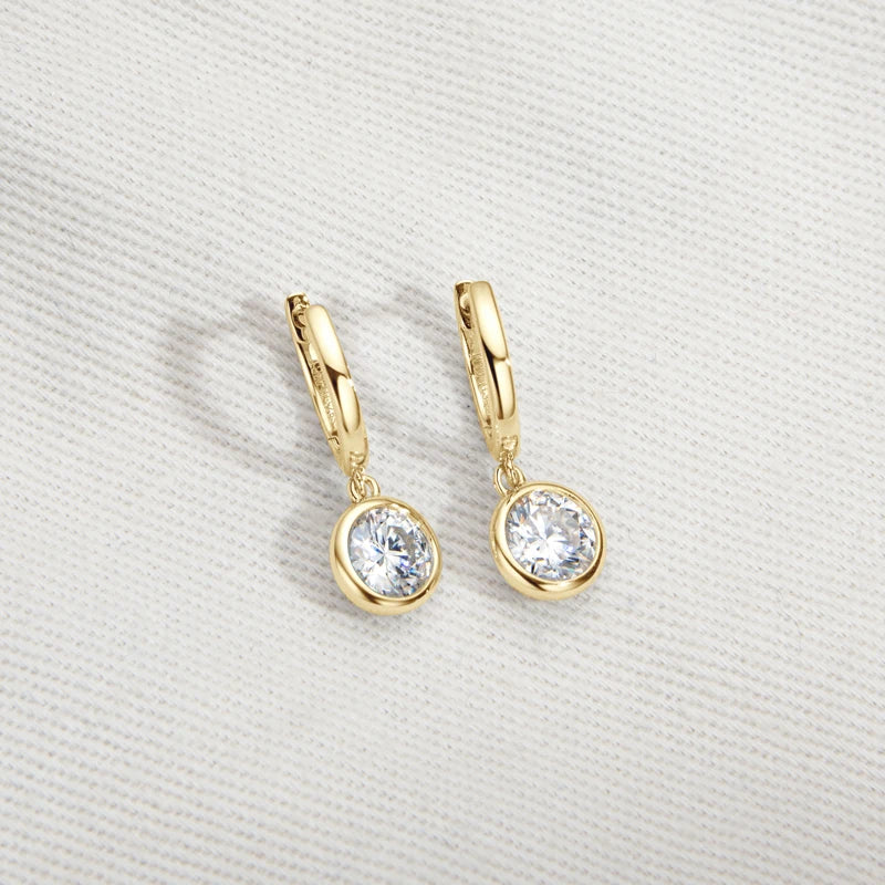 925 Sterling Silver Dangle Earring 1CT 2CT Moissanite Drop Earrings