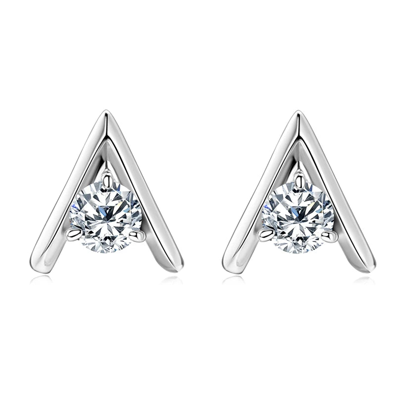 New Trend A-shaped Stud Earring for Women Certified 925 Sterling Silver 5mm Moissanite Earrings