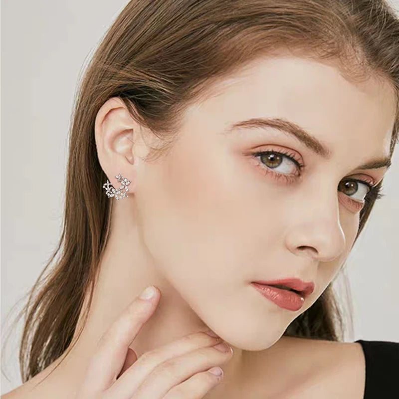 Leaf-Shape Moissanite Stud Earring Original 925 Sterling Silver Earrings