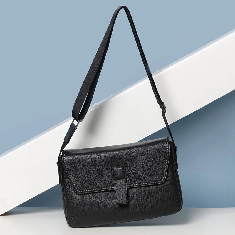 Cowhide Leather Men Bags Soft Genuine Leather Crossbody Bag