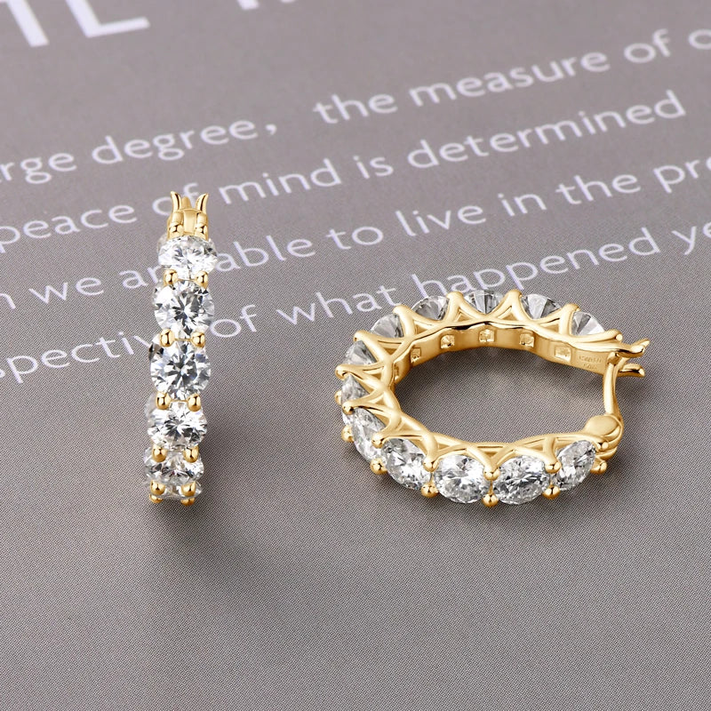 Moissanite Huggie Hoop Earrings 925 Sterling Silver Hollow Circle