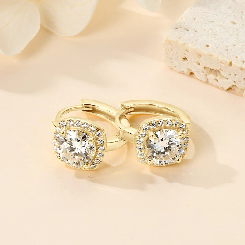 Trendy Ice Out Moissanite Diamond Earring 925 Sterling Silver Hoop Earrings