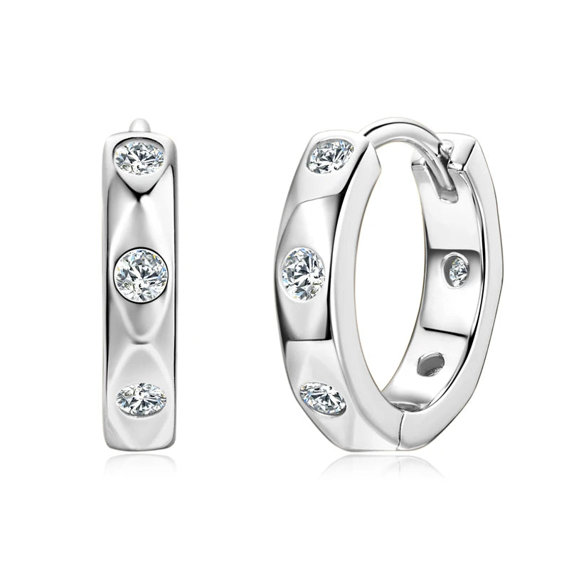 Moissanite Earring 925 Sterling Silver Huggies Hoop Earrings