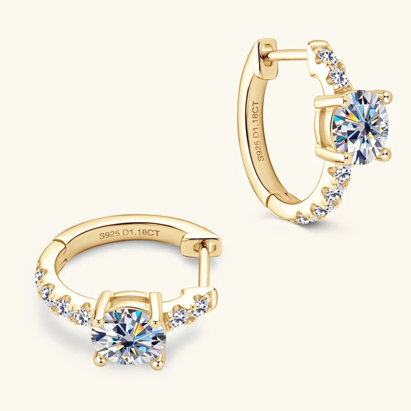 Moissanite Hoop Earring 925 Certified Silver Circle Earrings