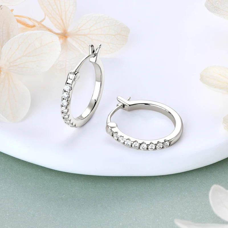 Moissanite Hoop Earrings 925 Sterling Silver Circle Earring