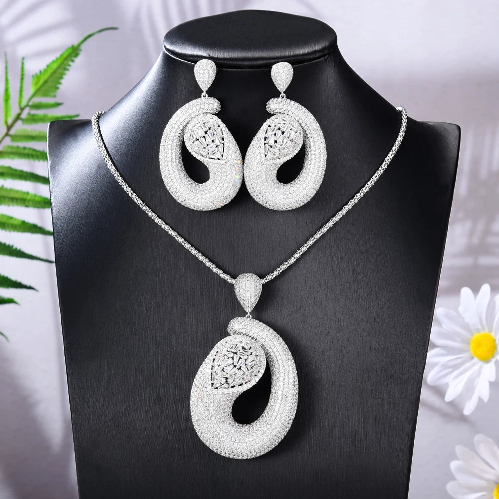 Original Luxury Gold Color Necklace Earrings Jewelry Sets