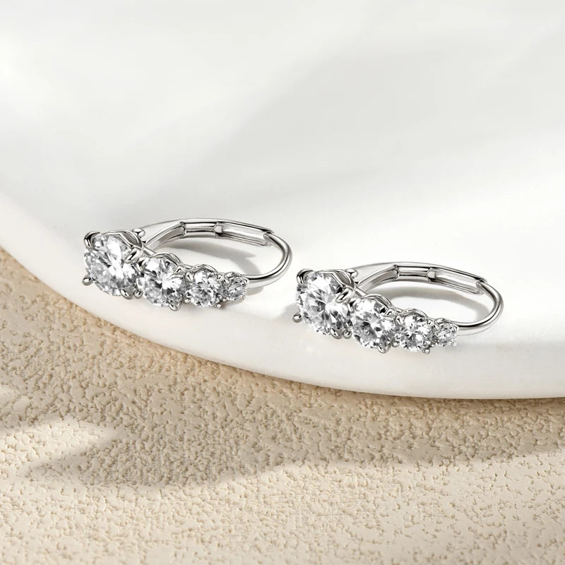 Moissanite Hoop Earrings 925 Sterling Silver