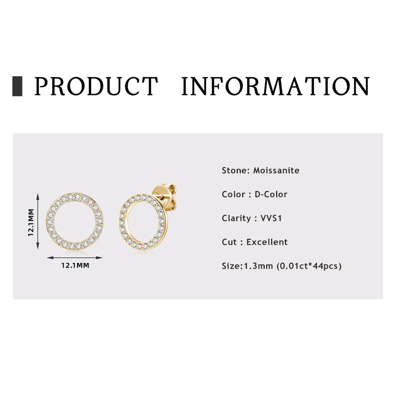Full 1.3mm Moissanite Earring 925 Sterling Silver