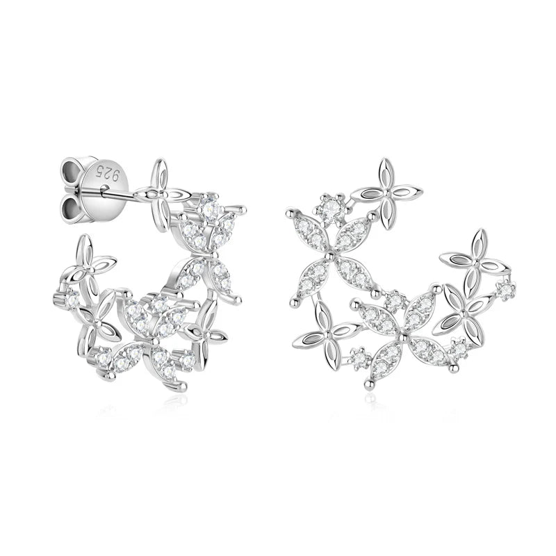 Leaf-Shape Moissanite Stud Earring Original 925 Sterling Silver Earrings