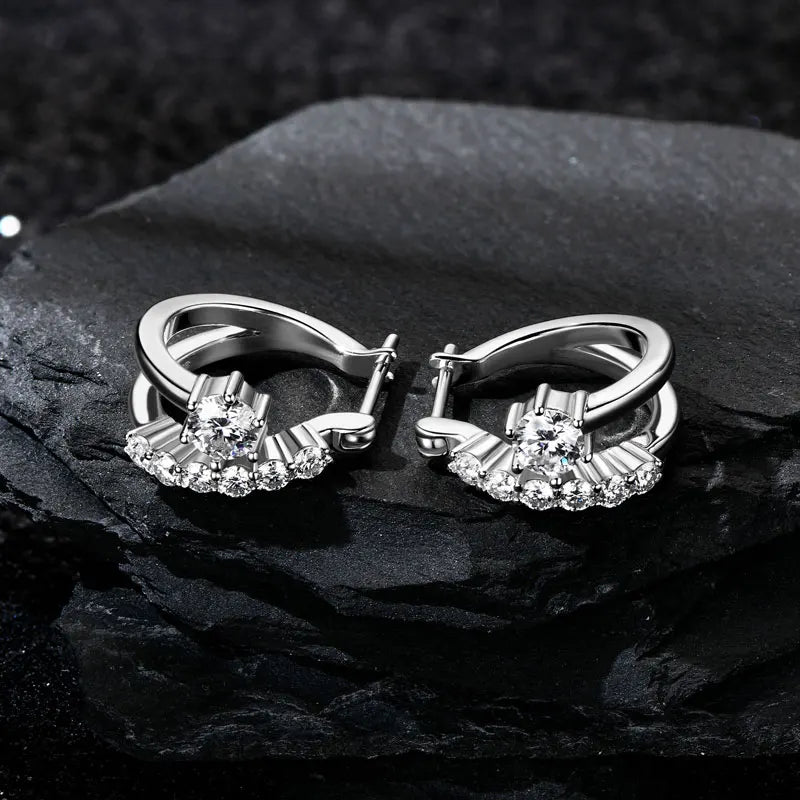 Moissanite Earring Original 925 Sterling Silver Hoop Earrings