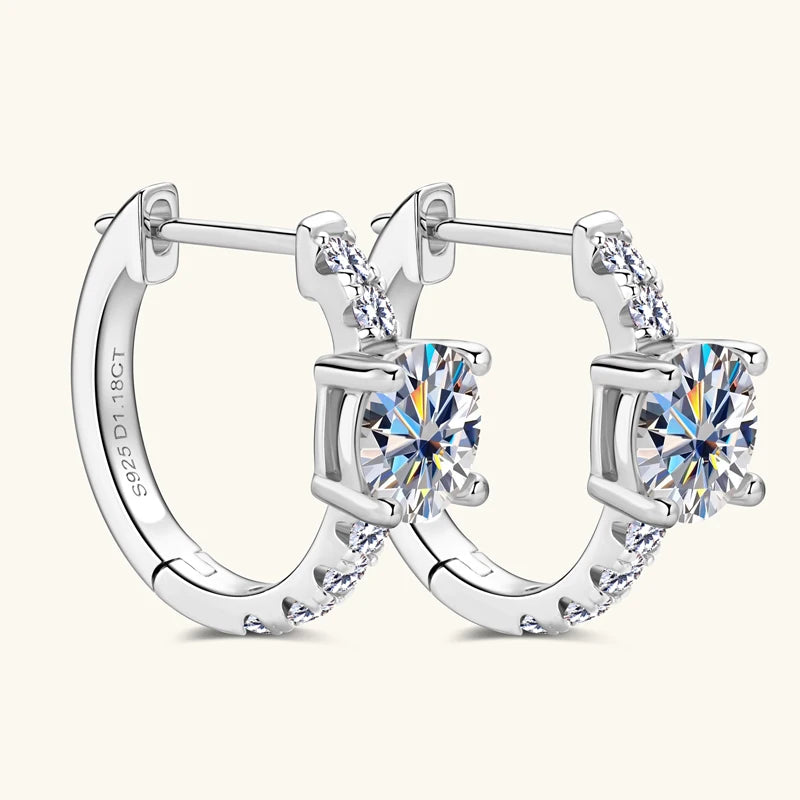 Moissanite Hoop Earring 925 Certified Silver Circle Earrings