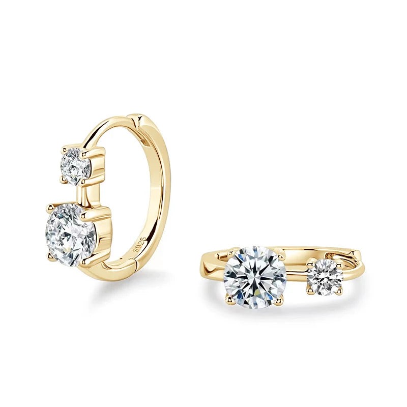 Moissanite Earrings With Certificate 925 Sterling Silver Hoop Earring