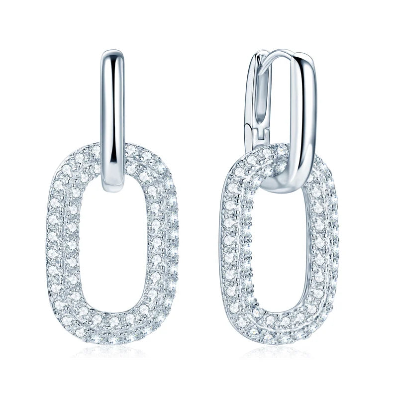 925 Sterling Silver Double Circle Hanging Earring