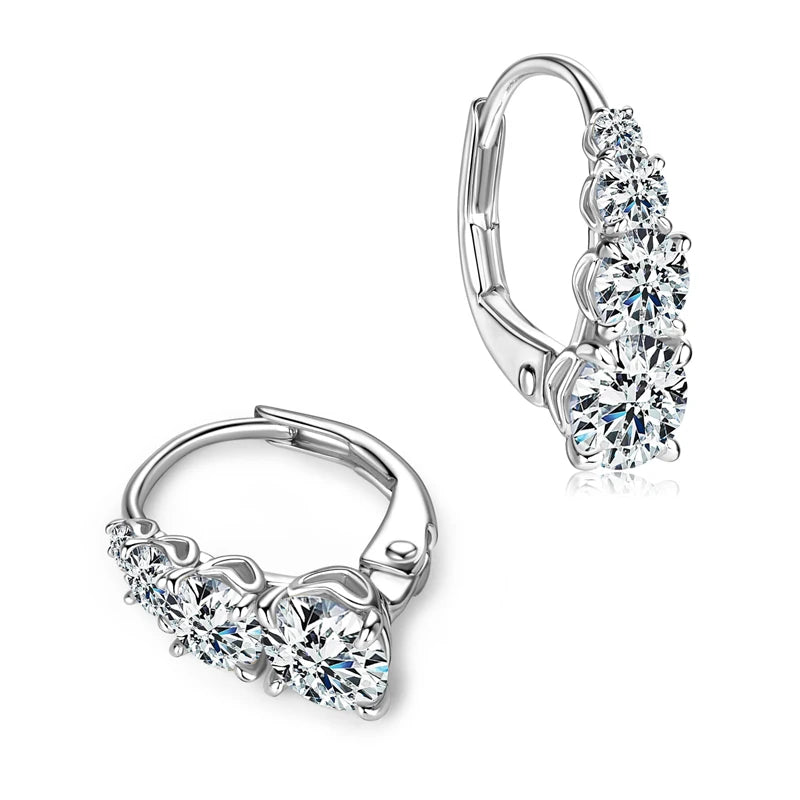 Moissanite Hoop Earrings 925 Sterling Silver