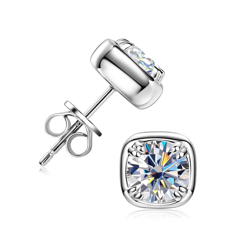 1CT Round Moissanite Hoop Earrings With Certificate 925 Sterling Silver