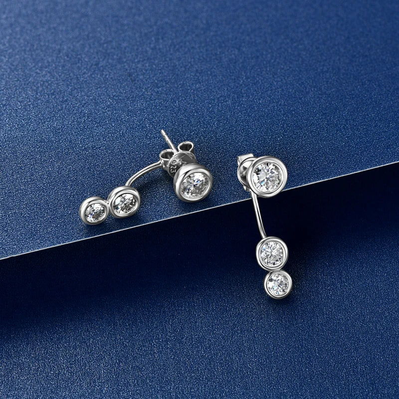 5mm Bezel Moissanite Earring 925 Sterling Silver