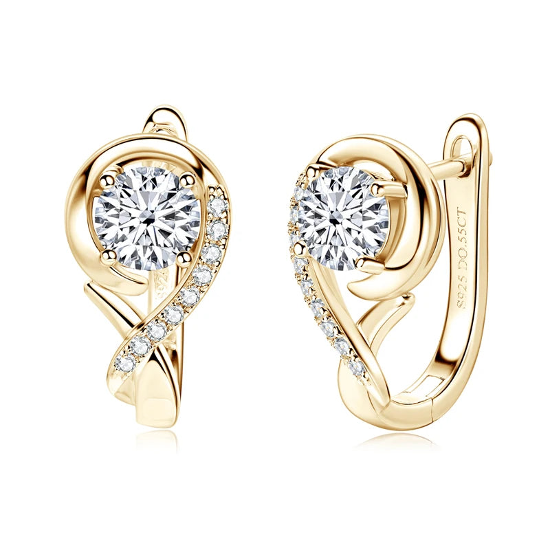 Moissanite Diamond Earring 925 Sterling Silver Hoop Earrings