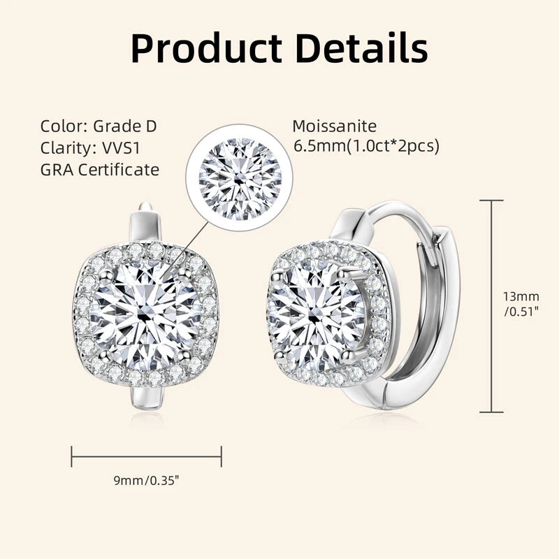 Trendy Ice Out Moissanite Diamond Earring 925 Sterling Silver Hoop Earrings