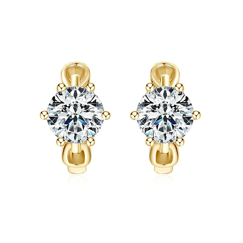 1CT Round Moissanite Hoop Earrings With Certificate 925 Sterling Silver