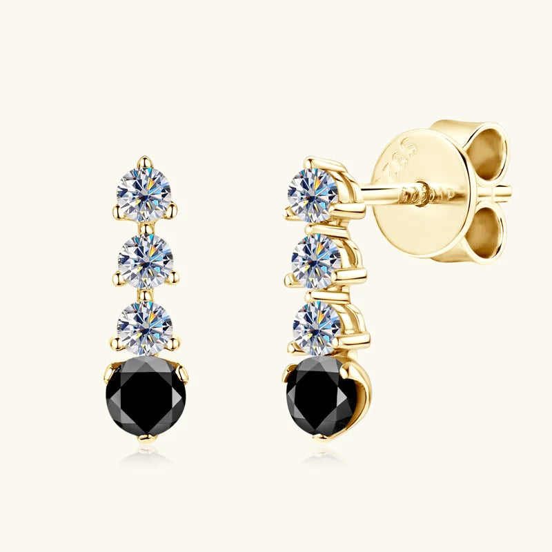 Black Moissanite Drop Earrings 925 Sterling Silver Dangle Earring