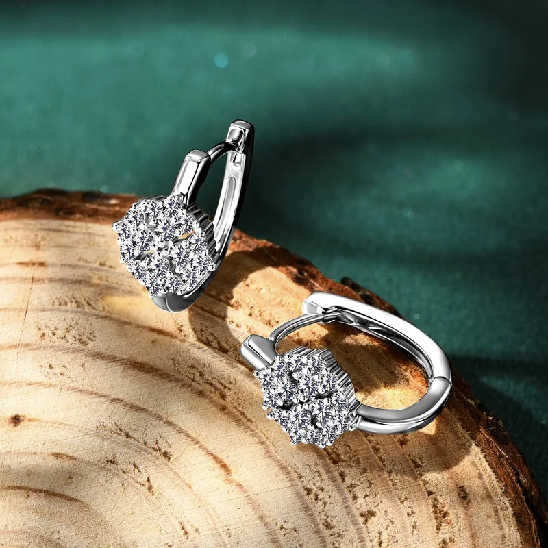 Moissanite Earring 925 Sterling Silver Hoop Earrings