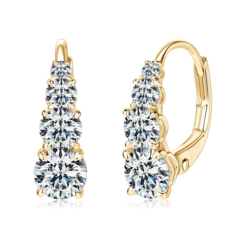Moissanite Hoop Earrings 925 Sterling Silver