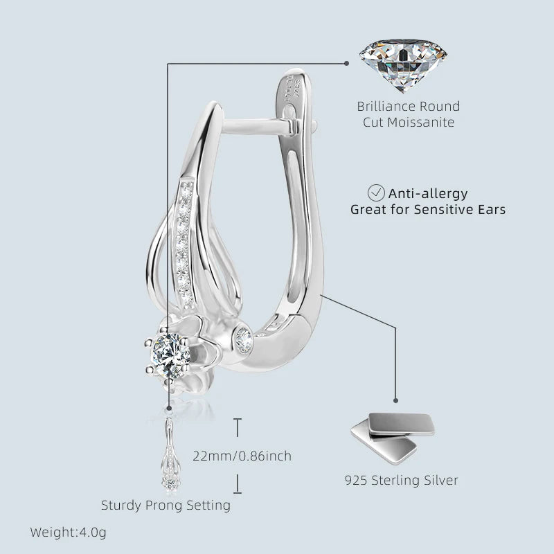 Brilliant 3mm Infinity Moissanite Earring 925 Sterling Silver Hoop Earrings