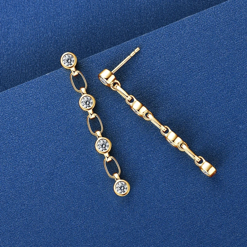 Moissanite Earrings 925 Sterling Silver Long Tassel Earring