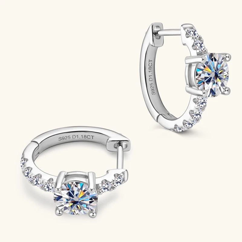 Moissanite Hoop Earring 925 Certified Silver Circle Earrings