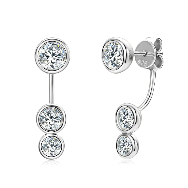 5mm Bezel Moissanite Earring 925 Sterling Silver