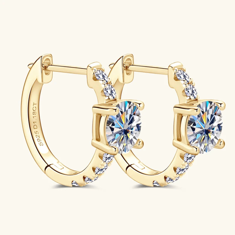 Moissanite Hoop Earring 925 Certified Silver Circle Earrings