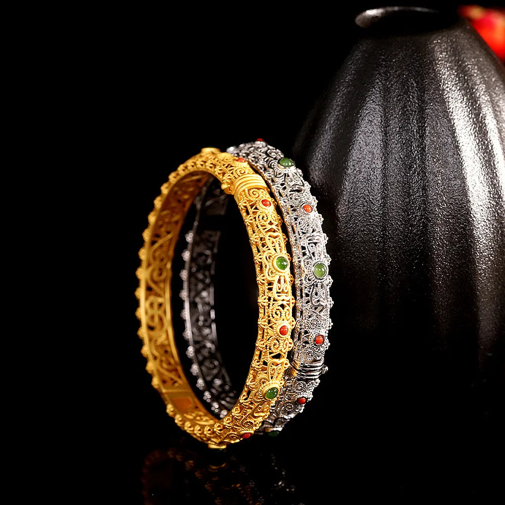 Vintage Hand Carving Luxury Jewelry Bracelet