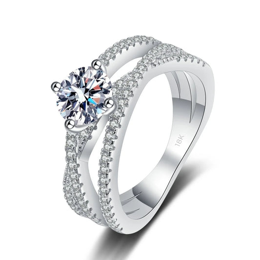 Designer 18K White Gold Moissanite Diamond Sparkling Luxury Rings
