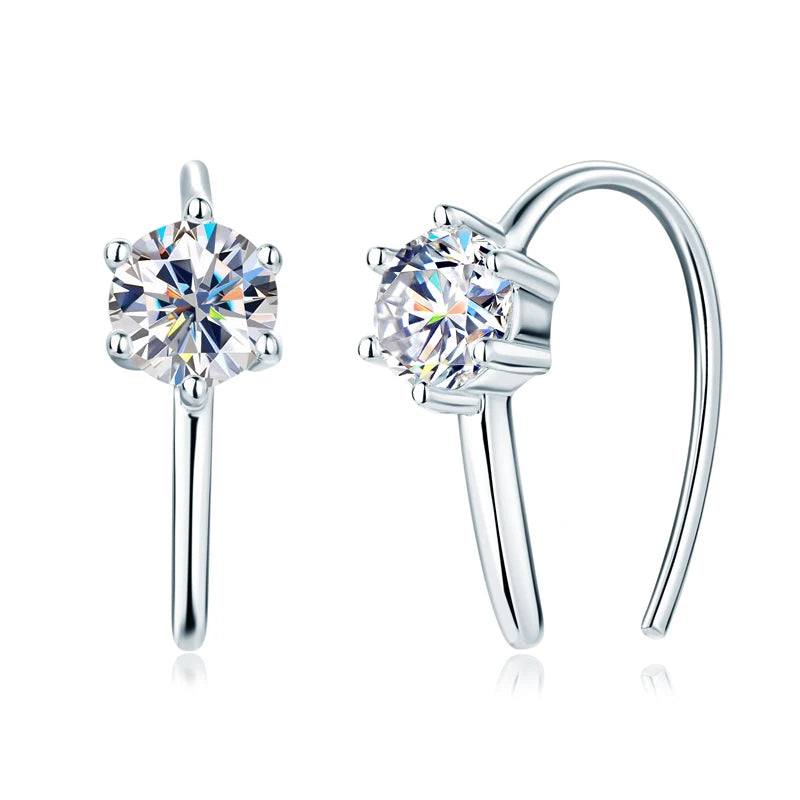 5MM 6 Prong Moissanite Earrings 925 Sterling Silver Stud Earring
