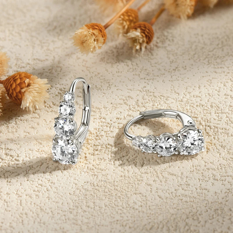 Moissanite Hoop Earrings 925 Sterling Silver