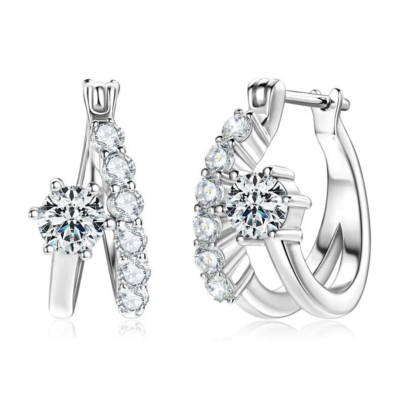 Moissanite Earring Original 925 Sterling Silver Hoop Earrings