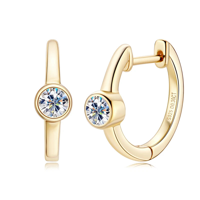 Sterling Silver Earrings 925 0.3CT Moissanite Hoop Earring