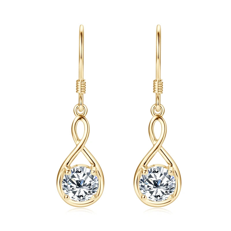 1.0ct Round Moissanite Dangle Hook Earring 925 Sterling Silver