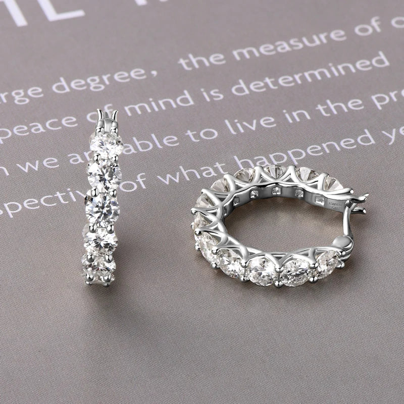 Moissanite Huggie Hoop Earrings 925 Sterling Silver Hollow Circle