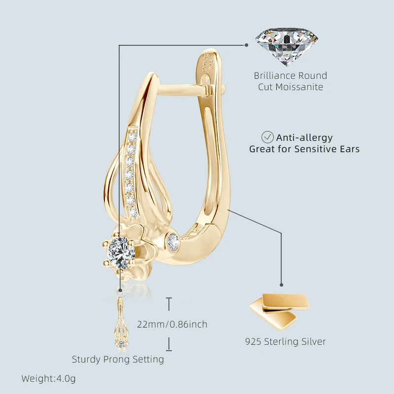 Brilliant 3mm Infinity Moissanite Earring 925 Sterling Silver Hoop Earrings