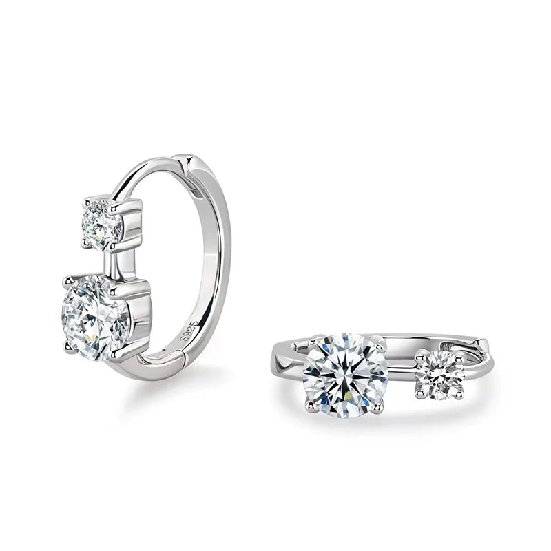 Moissanite Earrings With Certificate 925 Sterling Silver Hoop Earring