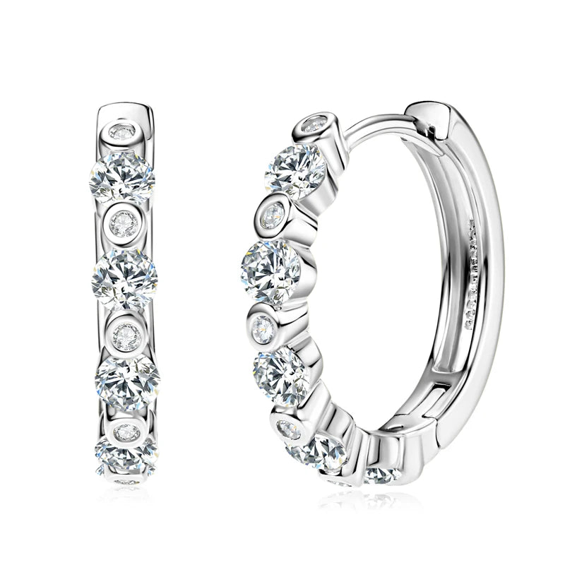 Moissanite Diamond Earring With Certificate 925 Sterling Silver Hoops Earring